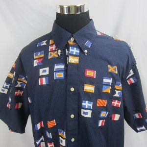 VTG NAUTICA SAILING FLAG ALL OVER PRINT MENS XXL